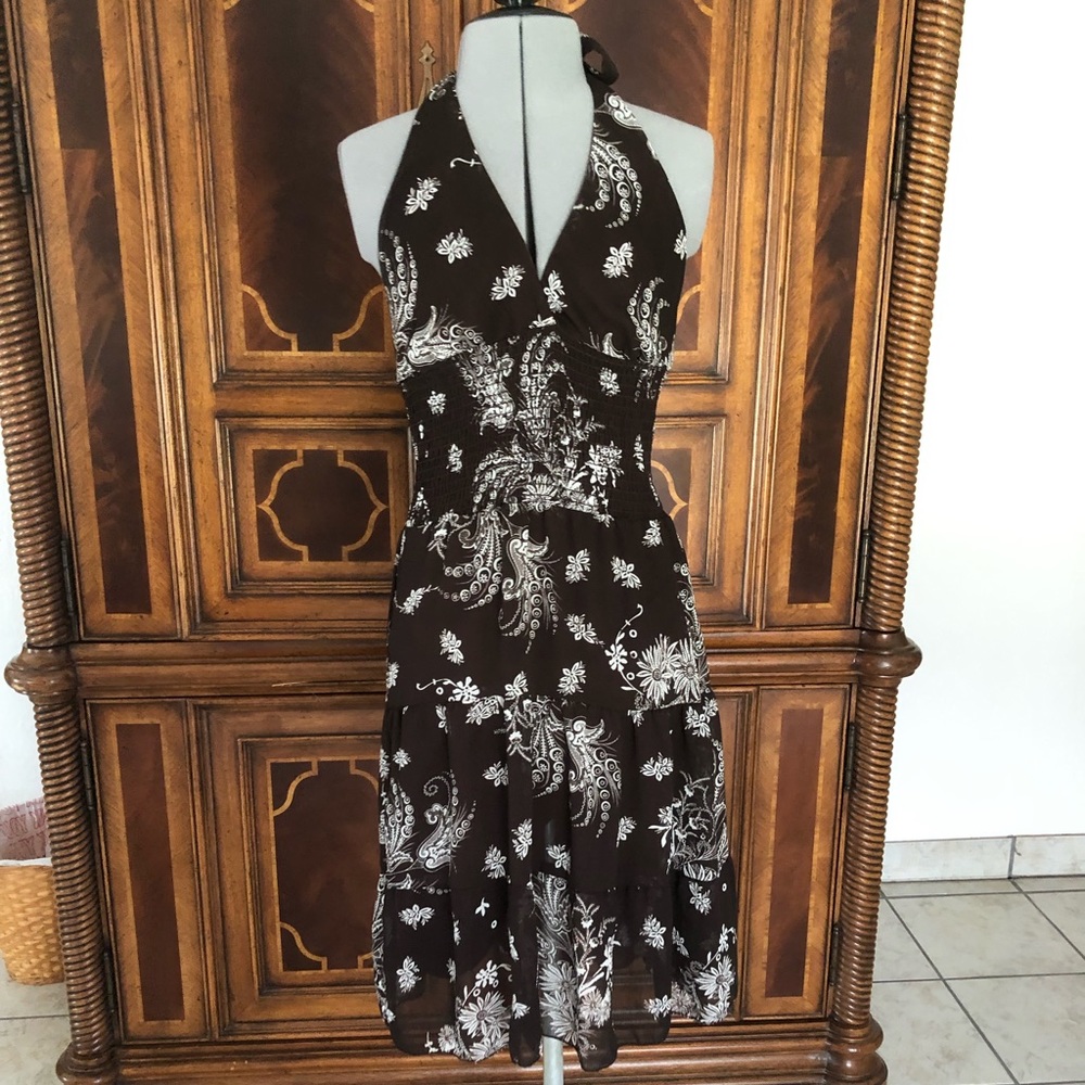 Brown halter paisley dress